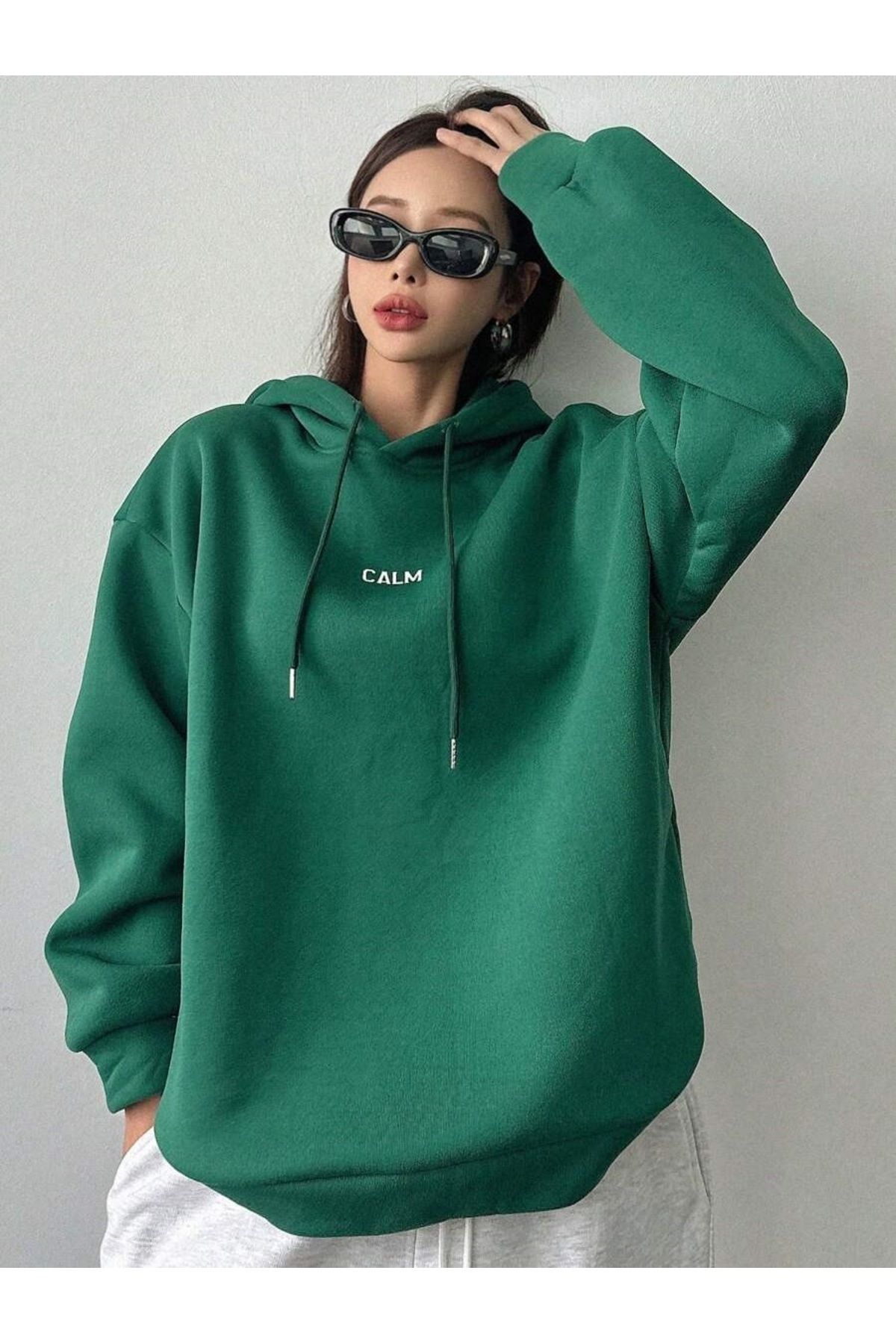 Unisex Growth Sırt Baskılı Oversize Kapüşonlu Sweatshirt