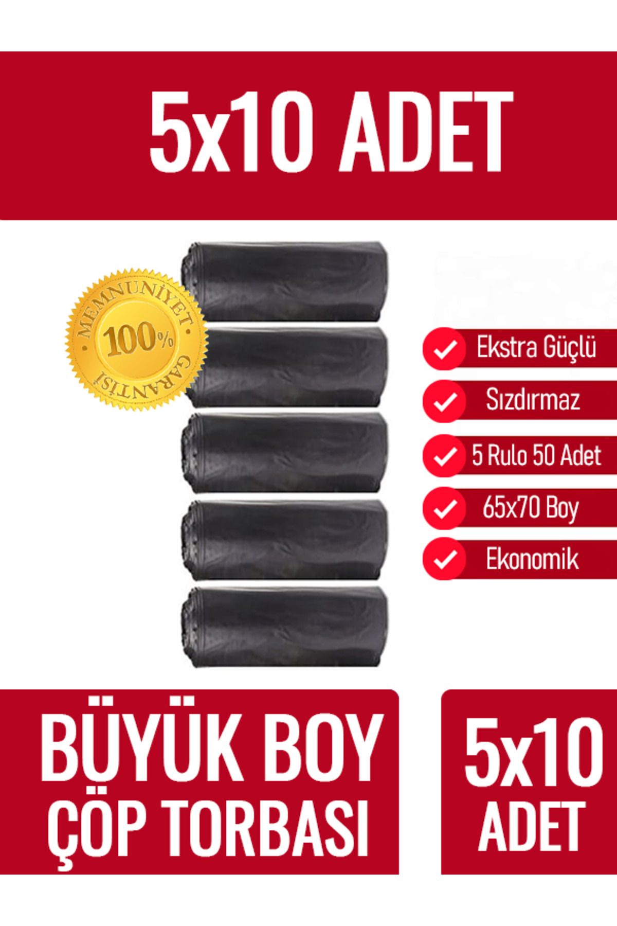 naftÇöp Torbası Büyük Boy10’lu 5 Rulo Kalın 6...