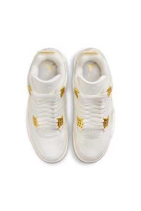 Air Jordan 4 Retro Metallic Gold (W) deri  kadın beyaz   spor ayakkabı aq9129-170 Image 6