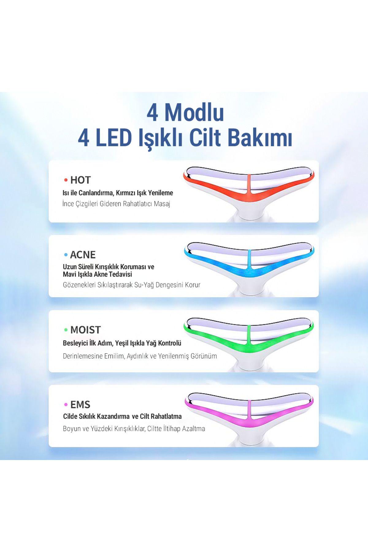 4 Modlu Led Işıklı Titreşimli Sıkılaştırıcı Kırışıklık Karşıtı Ve Giderici EMS Güzellik Masaj Cihazı