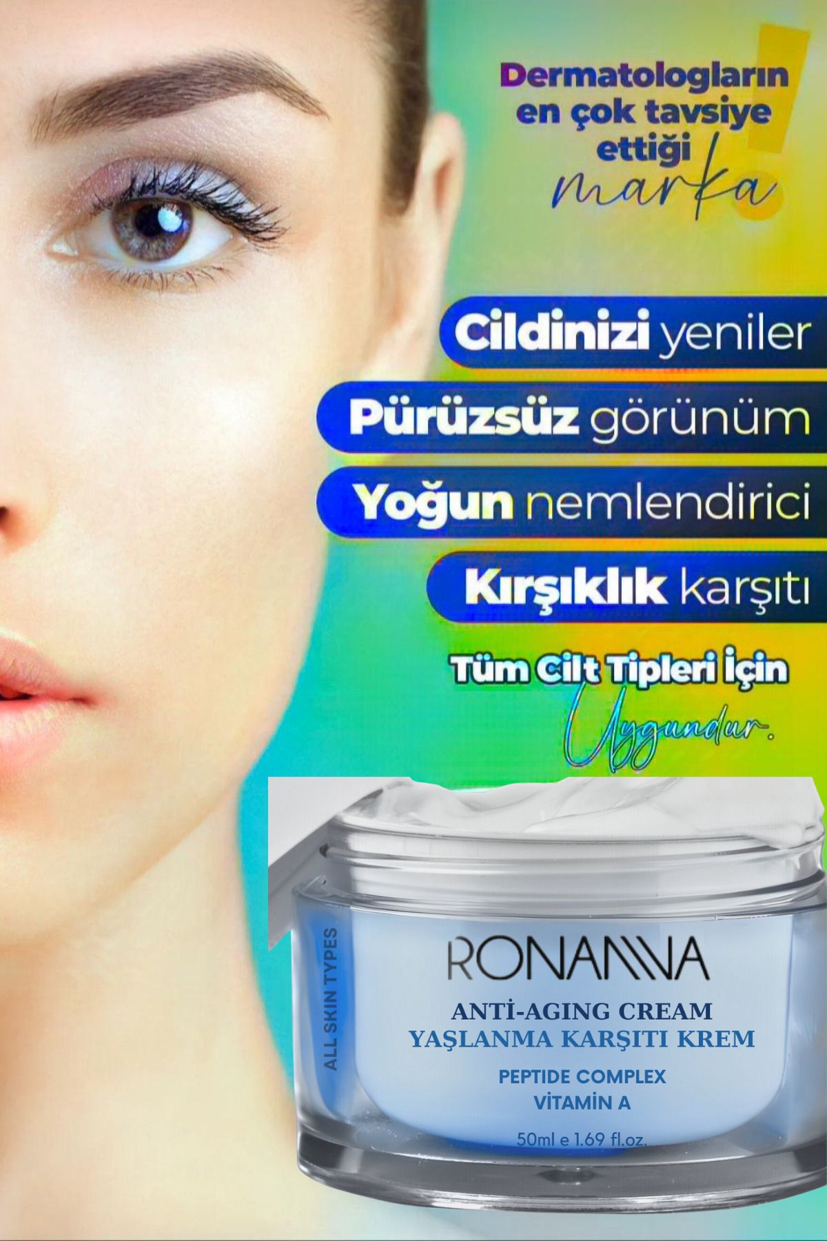 Anti-aging Nemlendirici Aydınlatıcı Besleyici Onarıcı Yaşlanma Karşıtı Bakım Kremi 50 ml