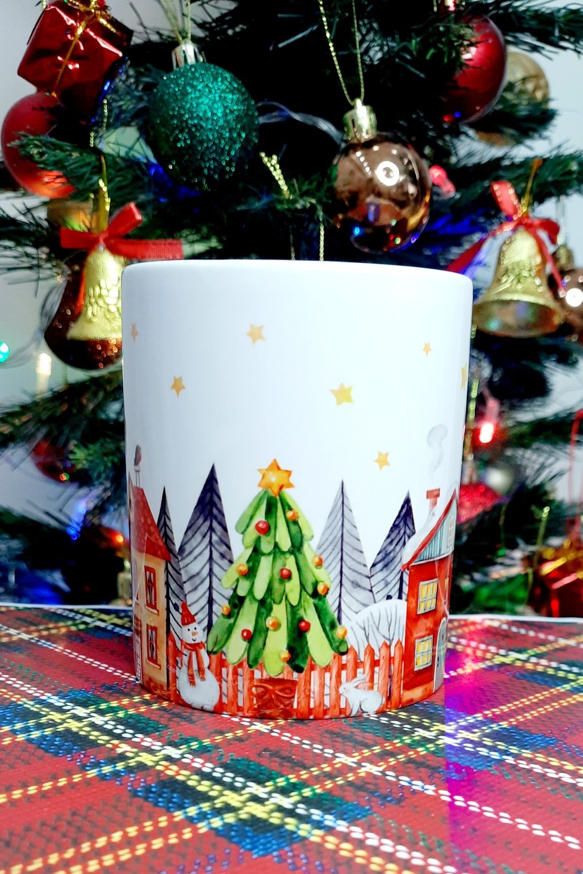 Yılbaşı Sokağı Yıldızlı Gün Hediyelik Kupa Bardak / Christmas Noel Mug Let is Snow