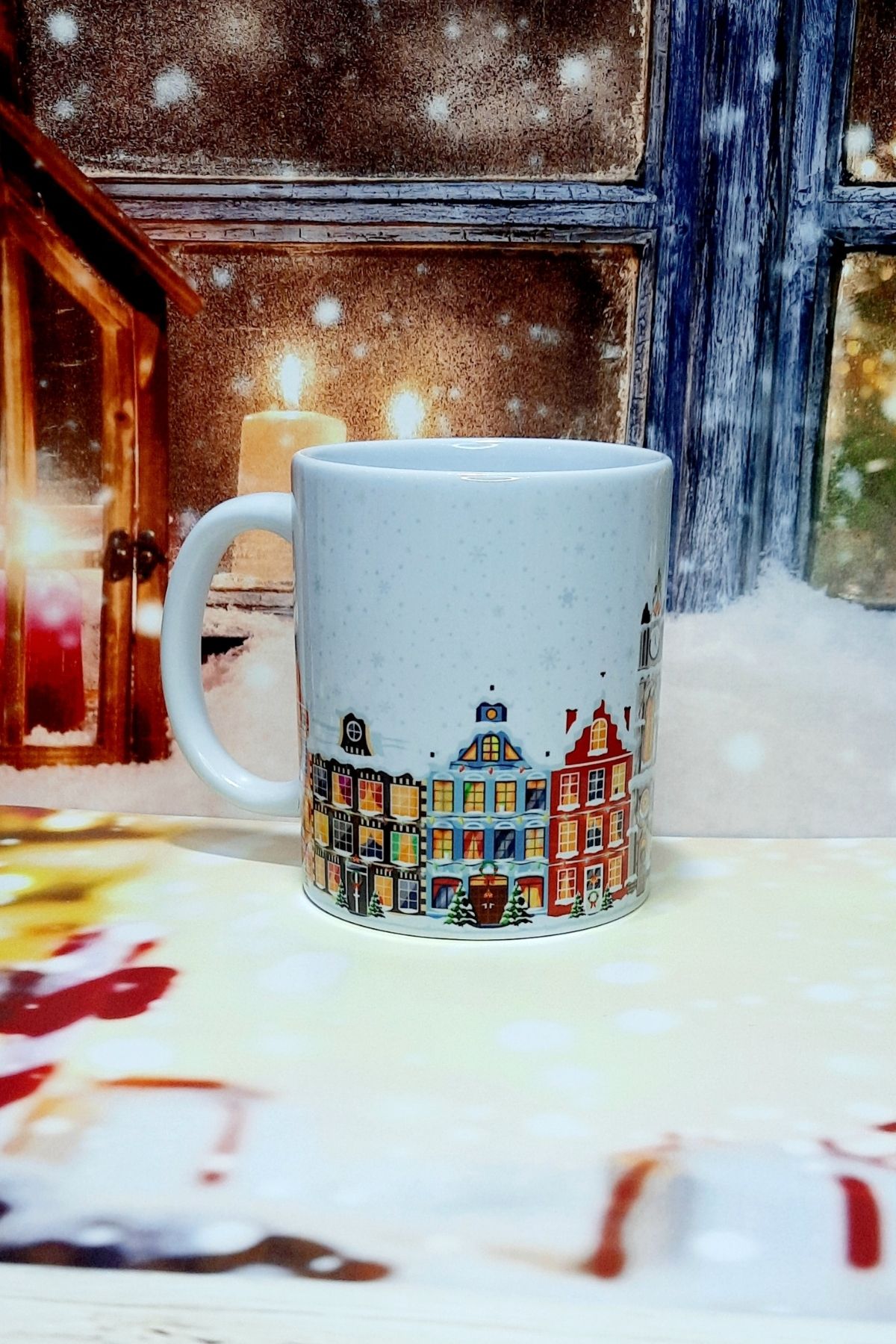 Yılbaşı Karlı Şehir Evleri Hediye Kupa Bardak Christmas Noel Gift Mug