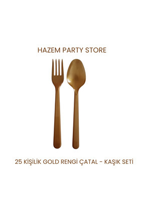 PLASTİK ÇATAL - KAŞIK SETİ SERT PLASTİK MİKA 50 ADET GOLD RENK Image 0