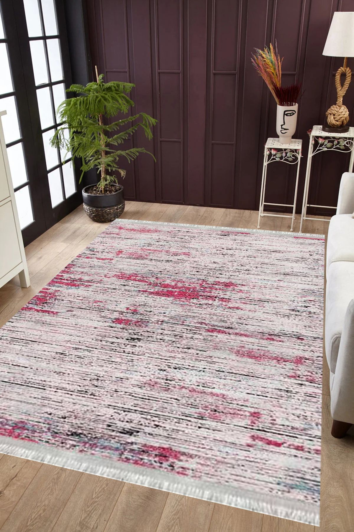 Kaymaz Tabanlı Yıkanabilir Antibakteriyel Dijital Baskı Modern  Salon Halısı Yolluk Kilim