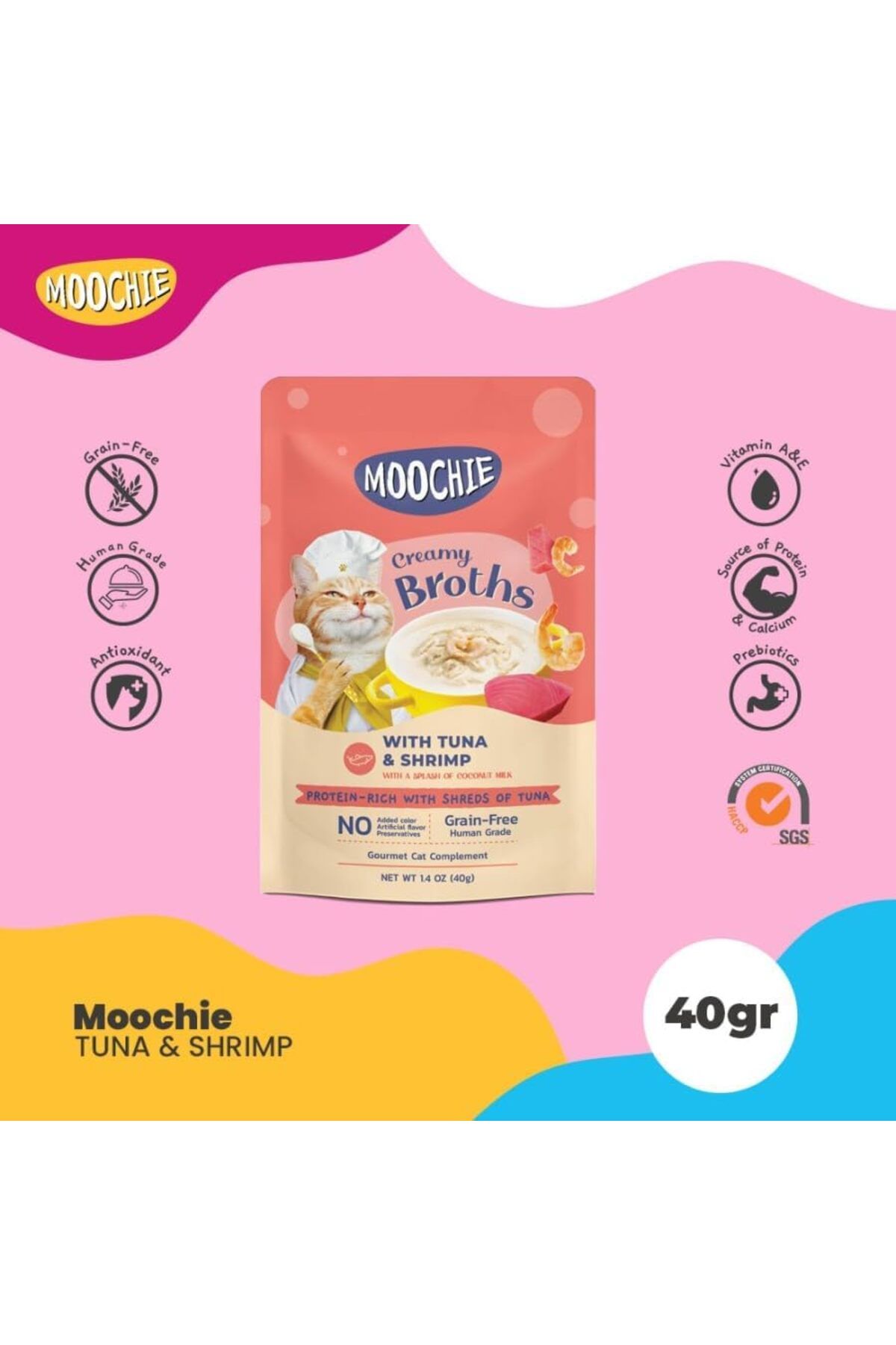 Moochie Çorba Kedi Ödülü Ton-Karides, 40 Gr, 16 Adet