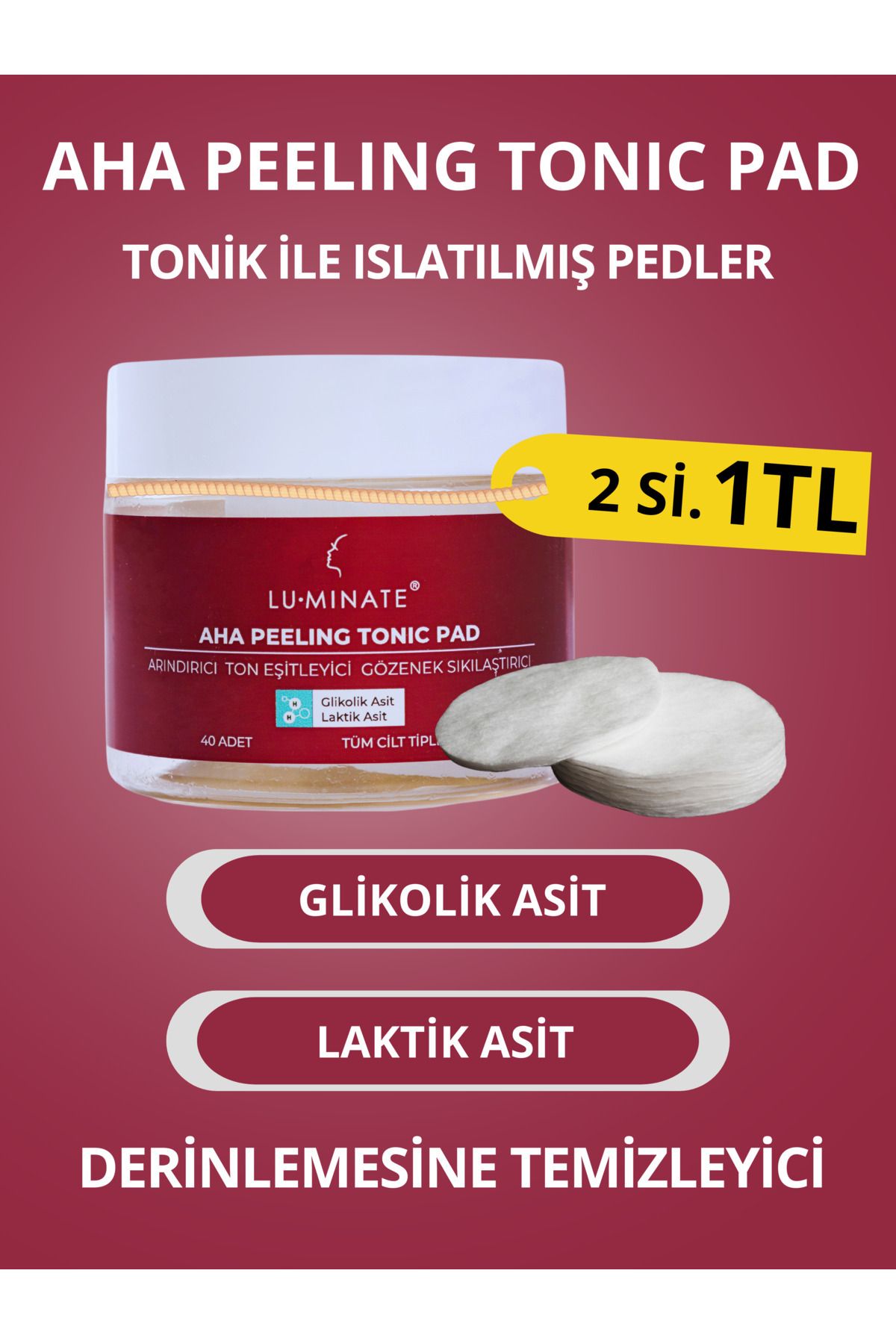 LuminateAha Peeling TonicPad Cilt Tonu Eşitle...