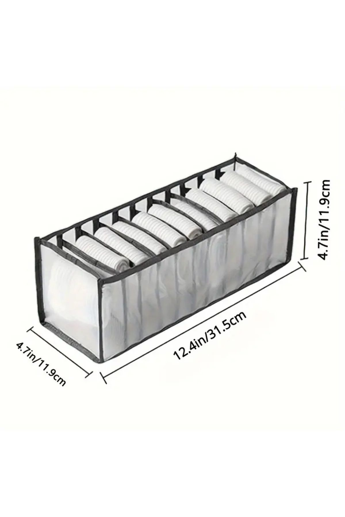 2 Adet Gri 11 Bölmeli Katlanabilir İç Çamaşırı, Sütyen Çorap Depolama Organizatörü ve Saklama Kutusu
