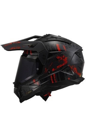 PIONEER 2 CRAZY MAT SİYAH-GRİ-KIRMIZI KASK Image 1