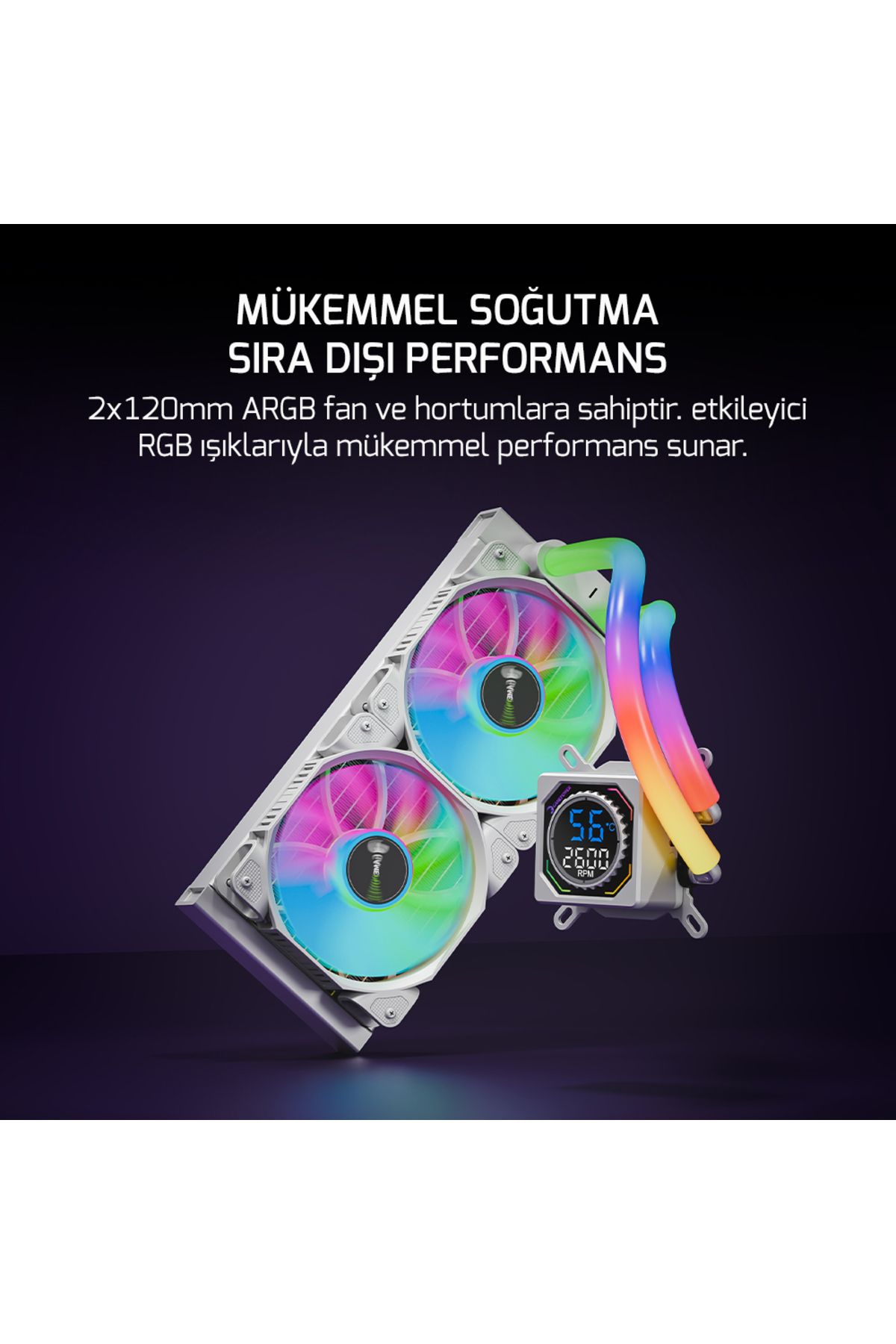 Skadi Square 240 Argb Beyaz (RGB BORULU) 240mm Cpu Sıvı Soğutma