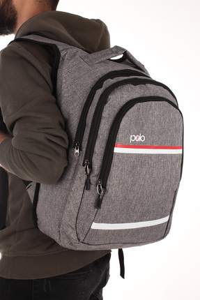 My polo 8860 Okul Çantası Sırt Çantası Ortopedik Suya Dayanıklı GRİ Image 0