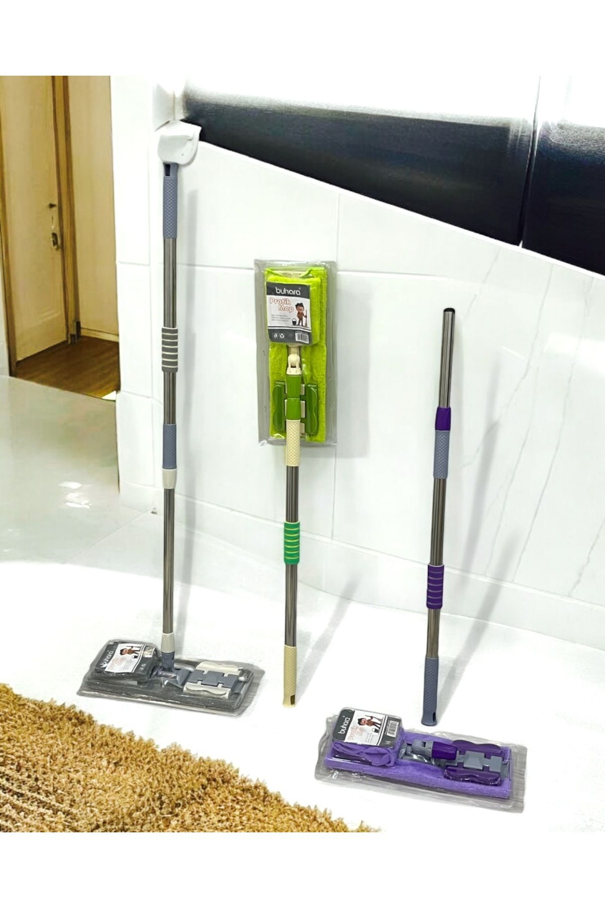 Buhara Mandallı TeleskobikMop +2 Bez Mor Mop