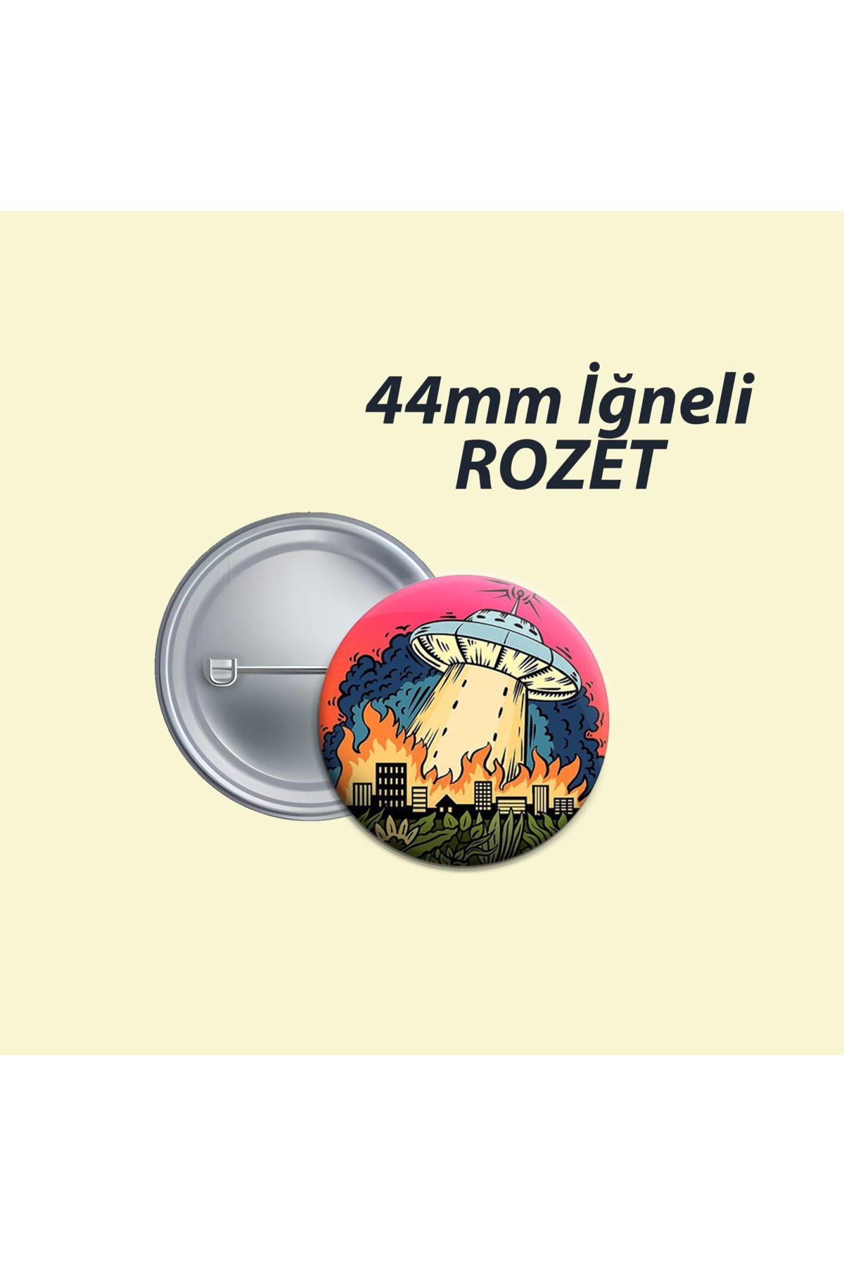 Nemika Uzaylı Ufo 44mm İğneliButon Rozet - Ok...