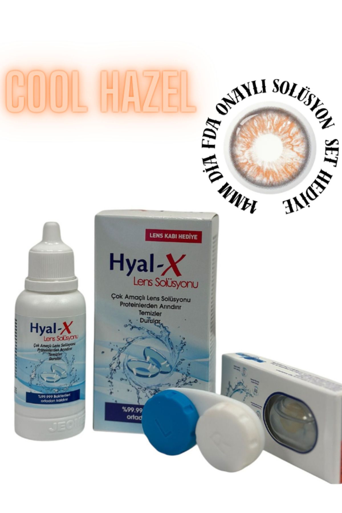 Cool Hazel/ Hareli Kahverengi Ela Hazel Göz Kirpik Lens/Yıllık/ Lens Kabı ve Solüsyon Set