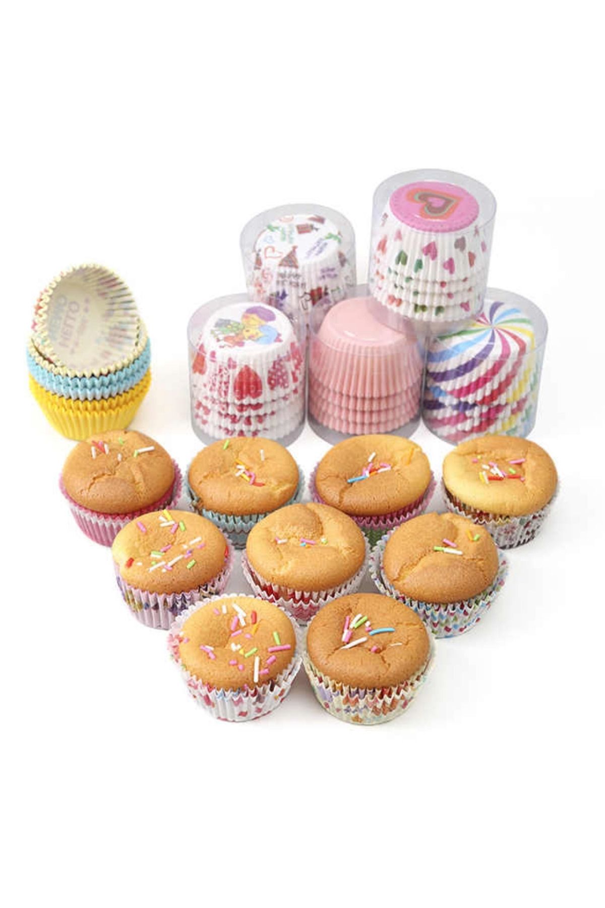 100 Adet Orta Boy Muffin Cupcake Kağıdı, Renkli Kağıt Muffin Kek Kalıbı