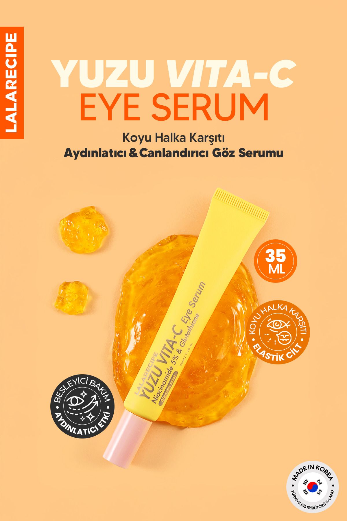 Glutatyon ve %5 Niacinamide Koyu Halka Karşıtı Göz Çevresi Serumu LALA RECIPE Yuzu Vita C Eye Serum