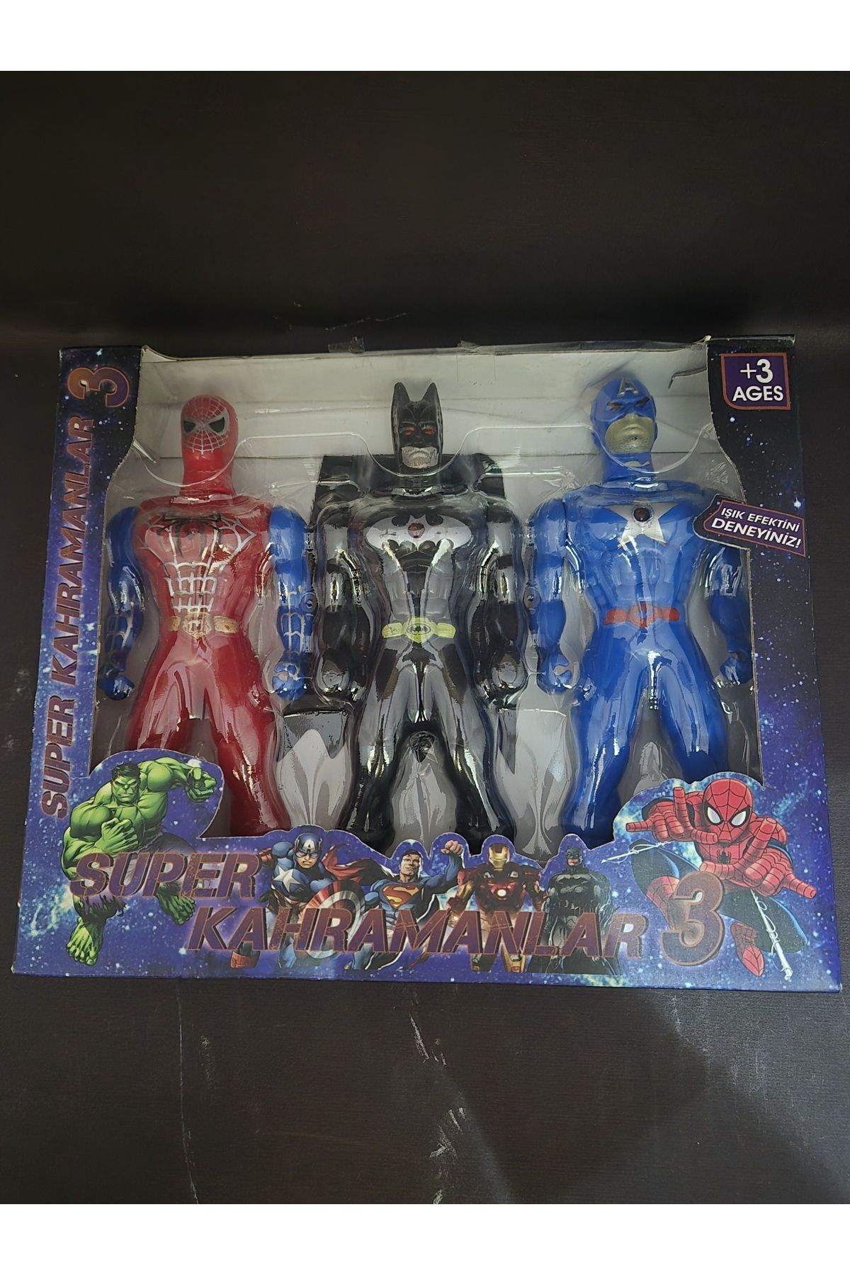 Spiderman Kaptan Amerika Batman 17cm. Işıklı Figürler Set