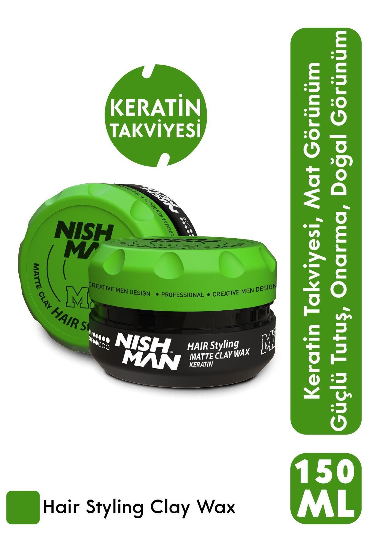 NISHMAN M2 Keratin MatGörünümlü Kil Wax - 100...