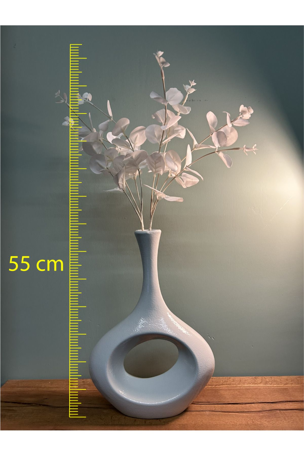 Seramik Vazoda Yapay Okaliptus - 55 cm