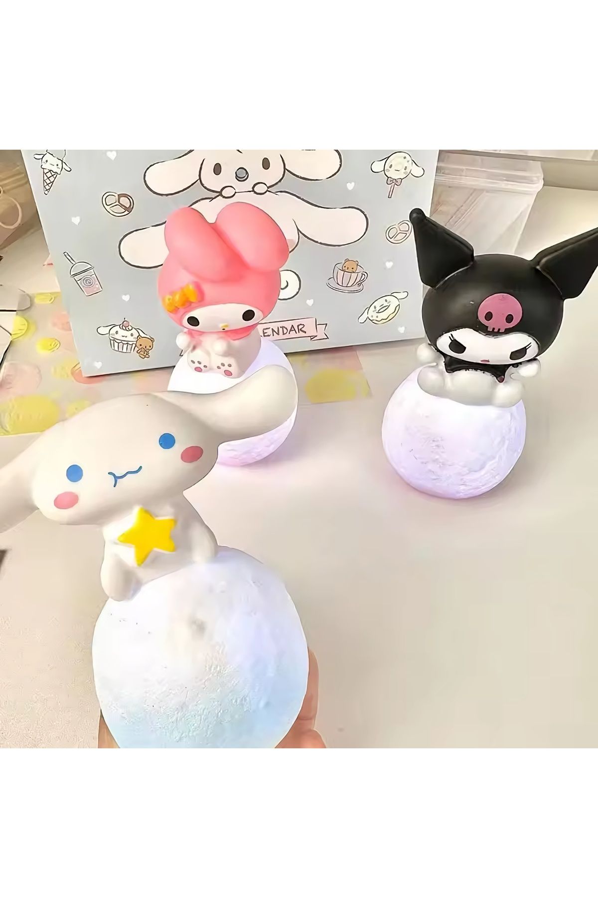 Sanrio Kuromi Cinnamoroll LED Oyuncak Karakter Gece Lambası Çocuk Odası Süsü Doğum Günü Hediyesi