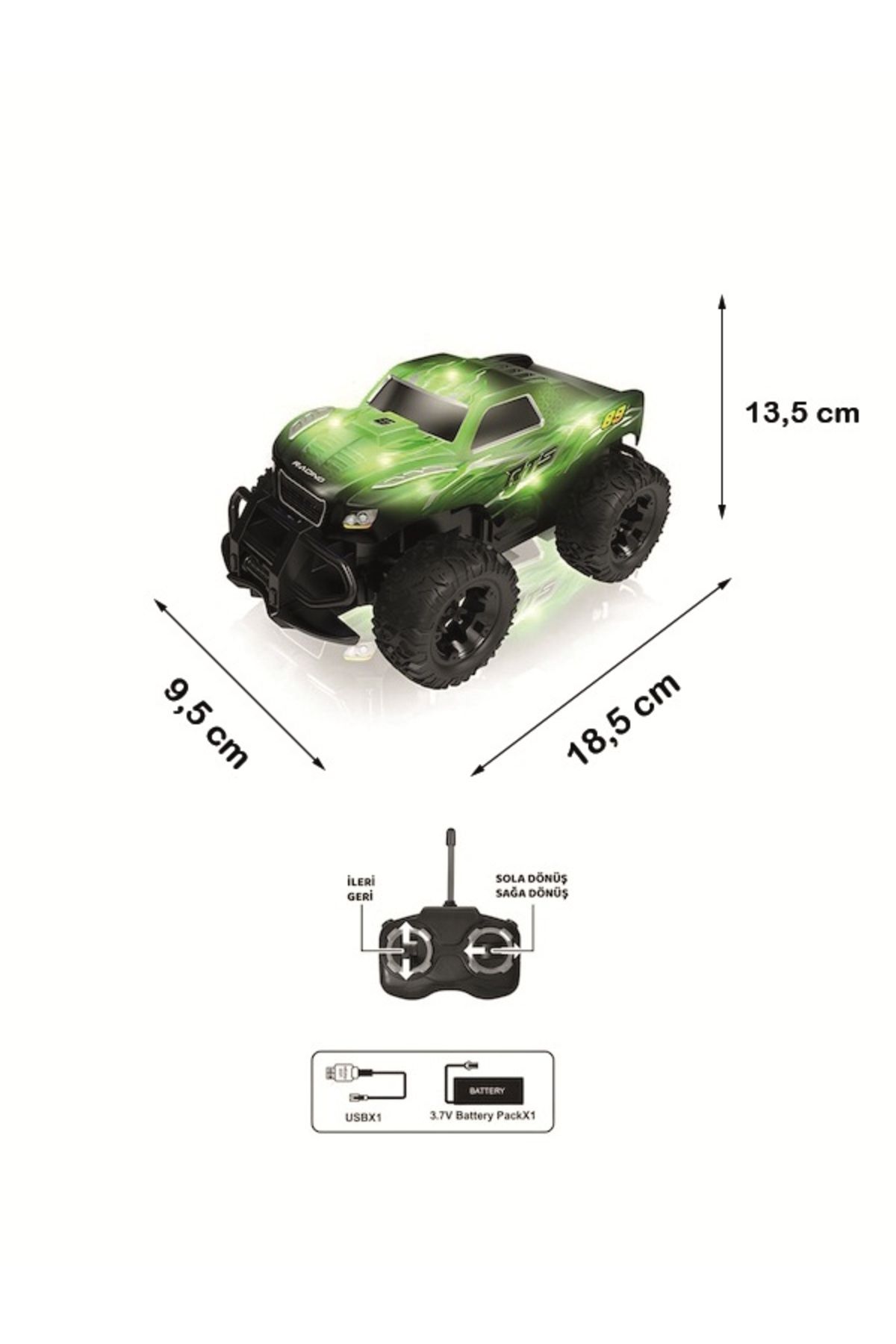 Uzaktan Kumandalı RC Araba Şarjlı Rover Off-Road Işıklı Araba 1:24 27 Mhz