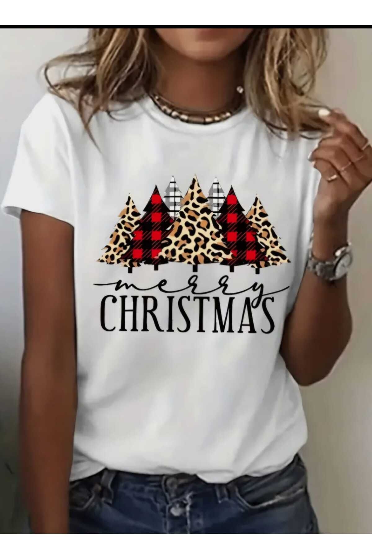 Yılbaşı Temalı Noel Christmas Baskılı Yeni Yıl Oversize Salaş Boyfriend T-shirt Unisex