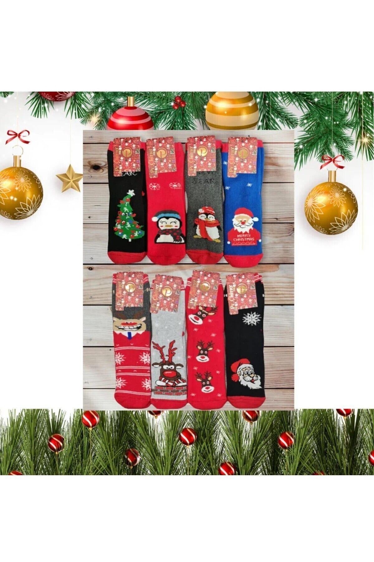 idsshopYılbaşı Noel KışlıkHavlu Çocuk Çorap 8...