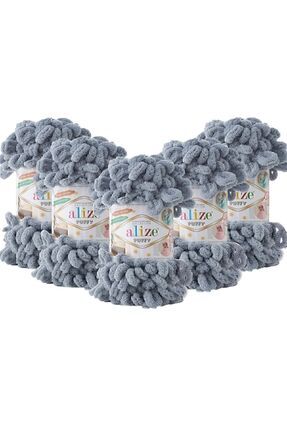 (5 Adet ) Puffy 428 El Örgü Ipliği 5'li Paket - 428 Orta Gri - 100 Gr. 9 Mt. Parmak Örgü Ipi Image 0
