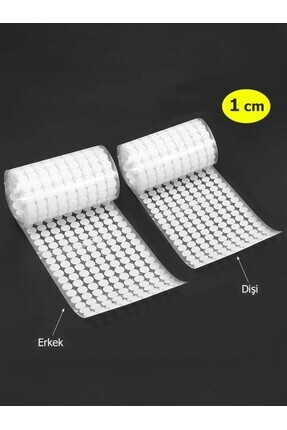 100 Adet - Yuvarlak Cırt Bant, Çap: 1 Cm, Beyaz, Yapışkanlı, Para Para, Dişi-erkek Takım Image 0