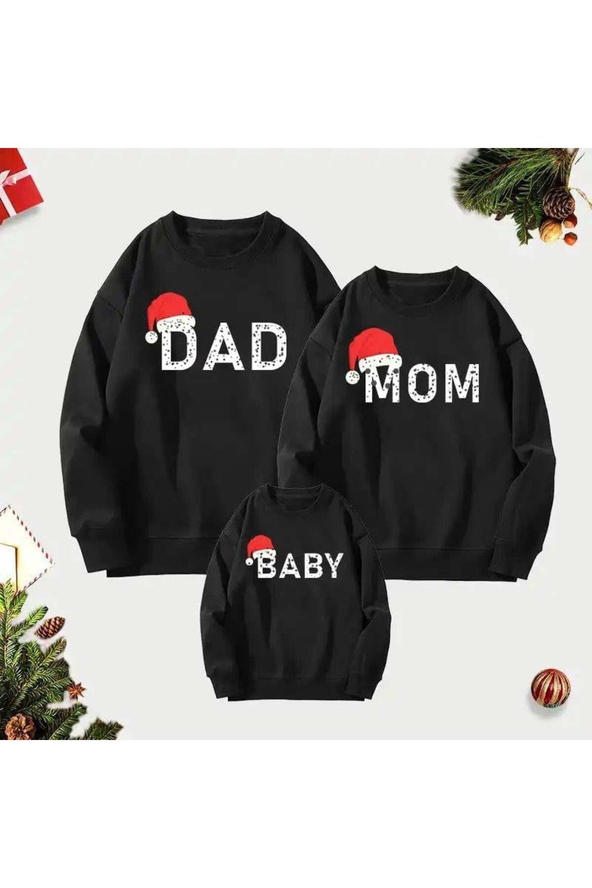 KOKOŞ BEBEK Dad Mom Baby AileKombin Sweat Ade...