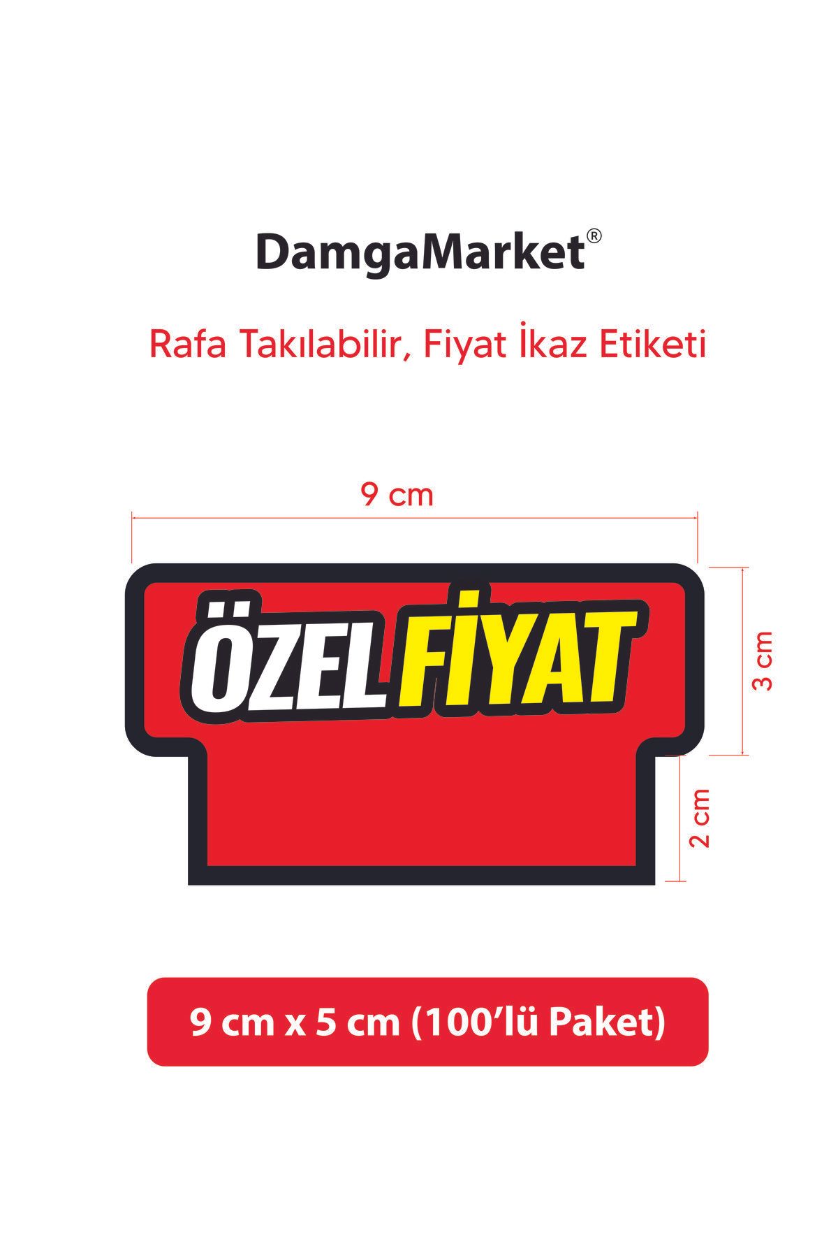 Market Raf Önü ÖZEL FİYAT Karton Fiyat Etiketi, 9 cm x 5 cm, Rafa Takılabilir, 100 Adet