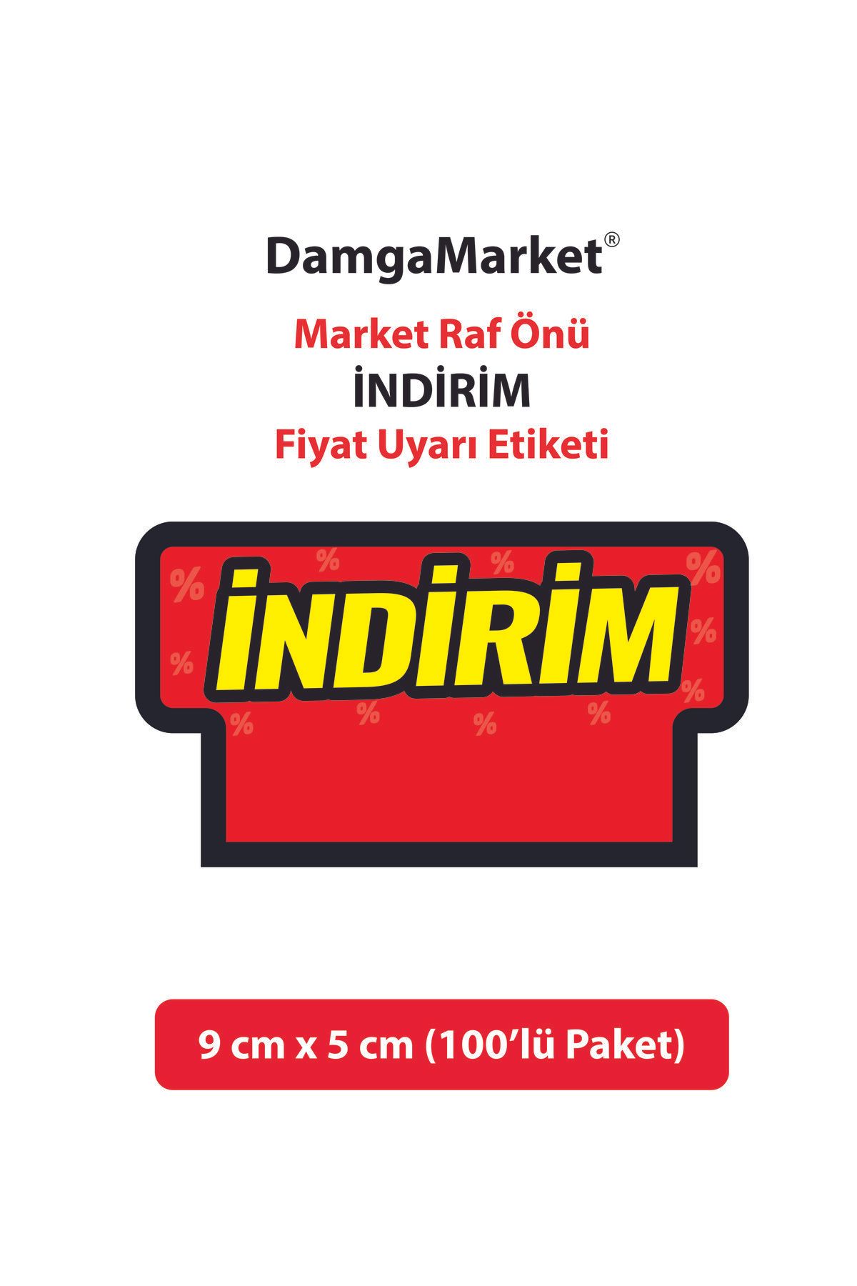 Market Raf Önü İNDİRİM Karton Fiyat Etiketi, 9 cm x 5 cm, Rafa Takılabilir, 100 Adet