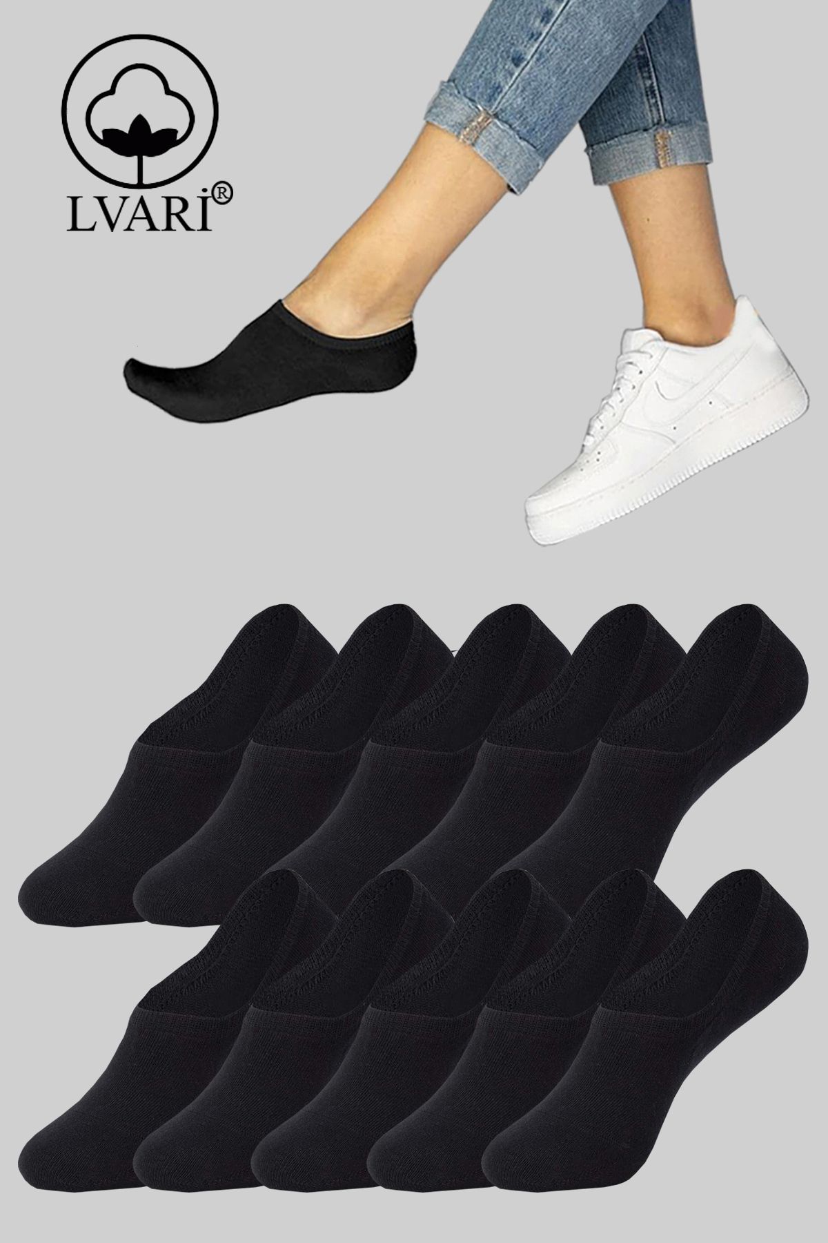 Lvari Unisex 10 Çift PamukluGörünmez Sneaker...