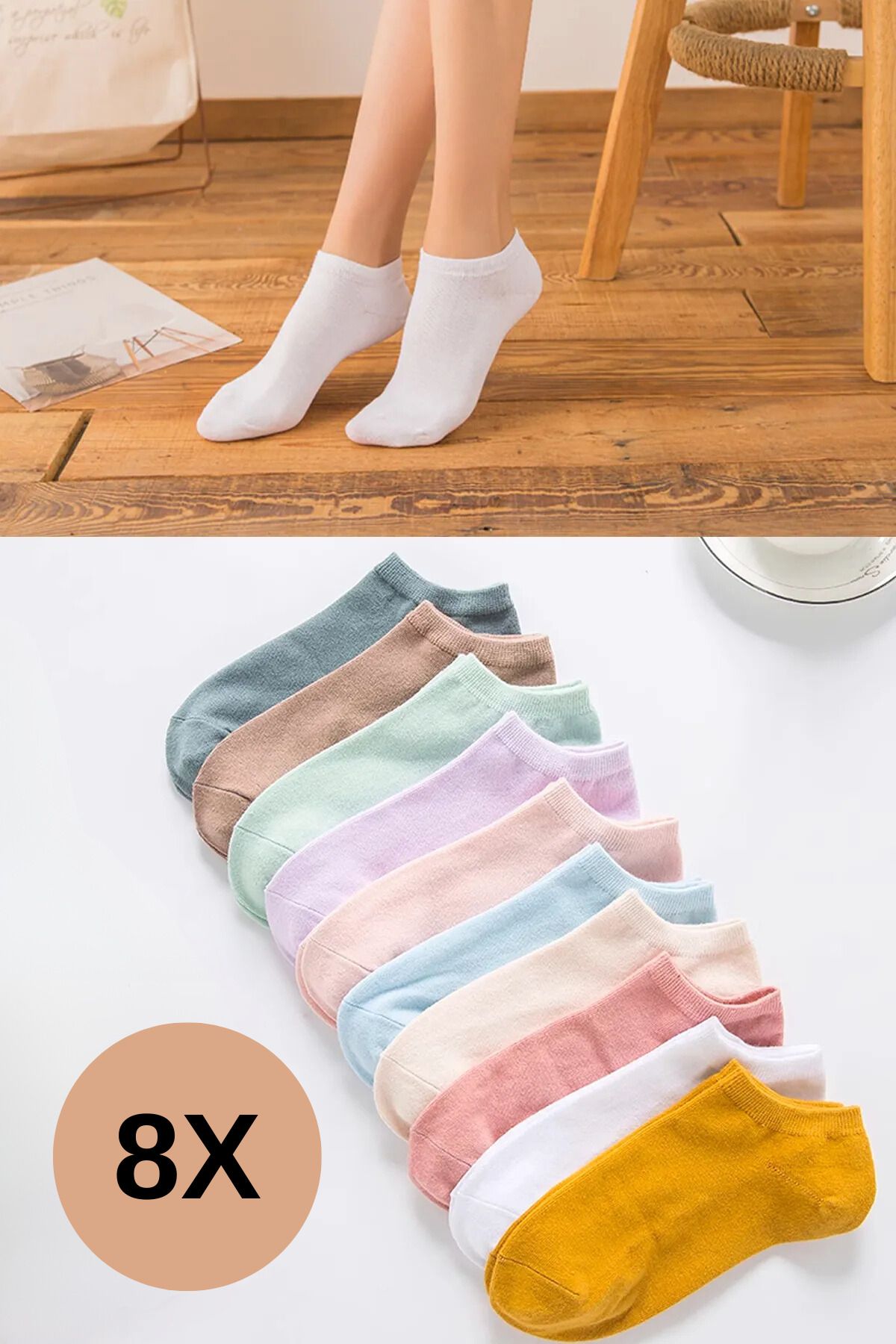 Rüya Socks 8'li Renkli KadınÇorap