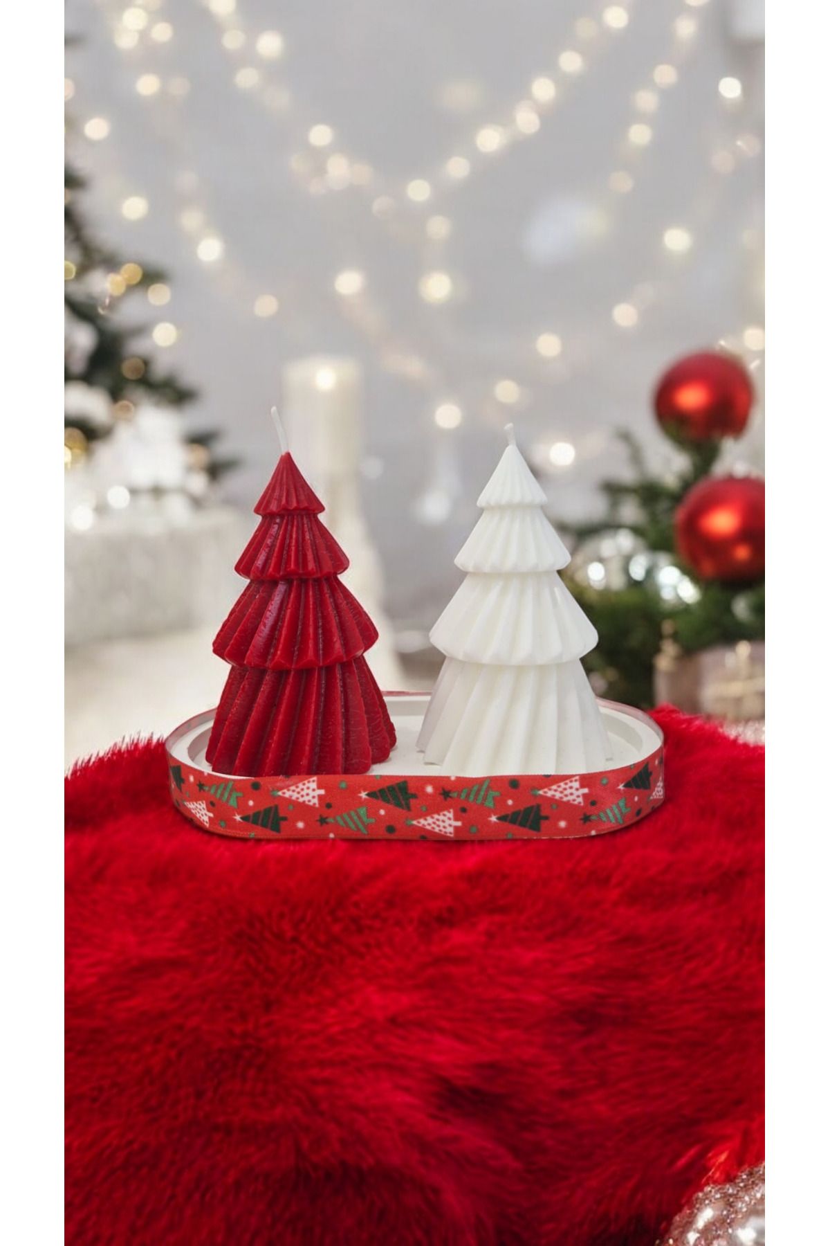 COCOS CANDLES Yılbaşı Mum Set- Kırmızı Çam, B...