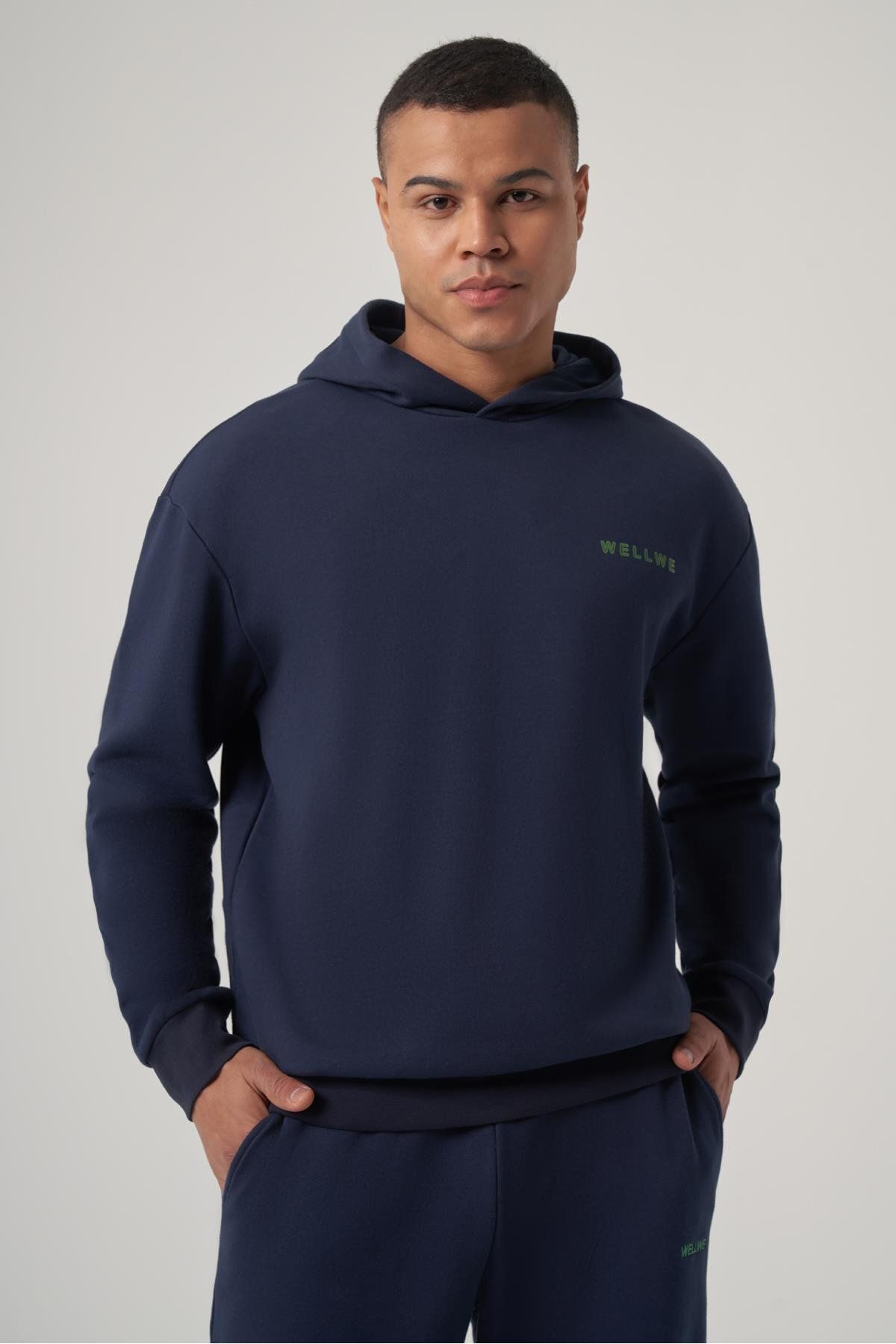 wellwe JULE lacivert oversizebaskılı hoodie