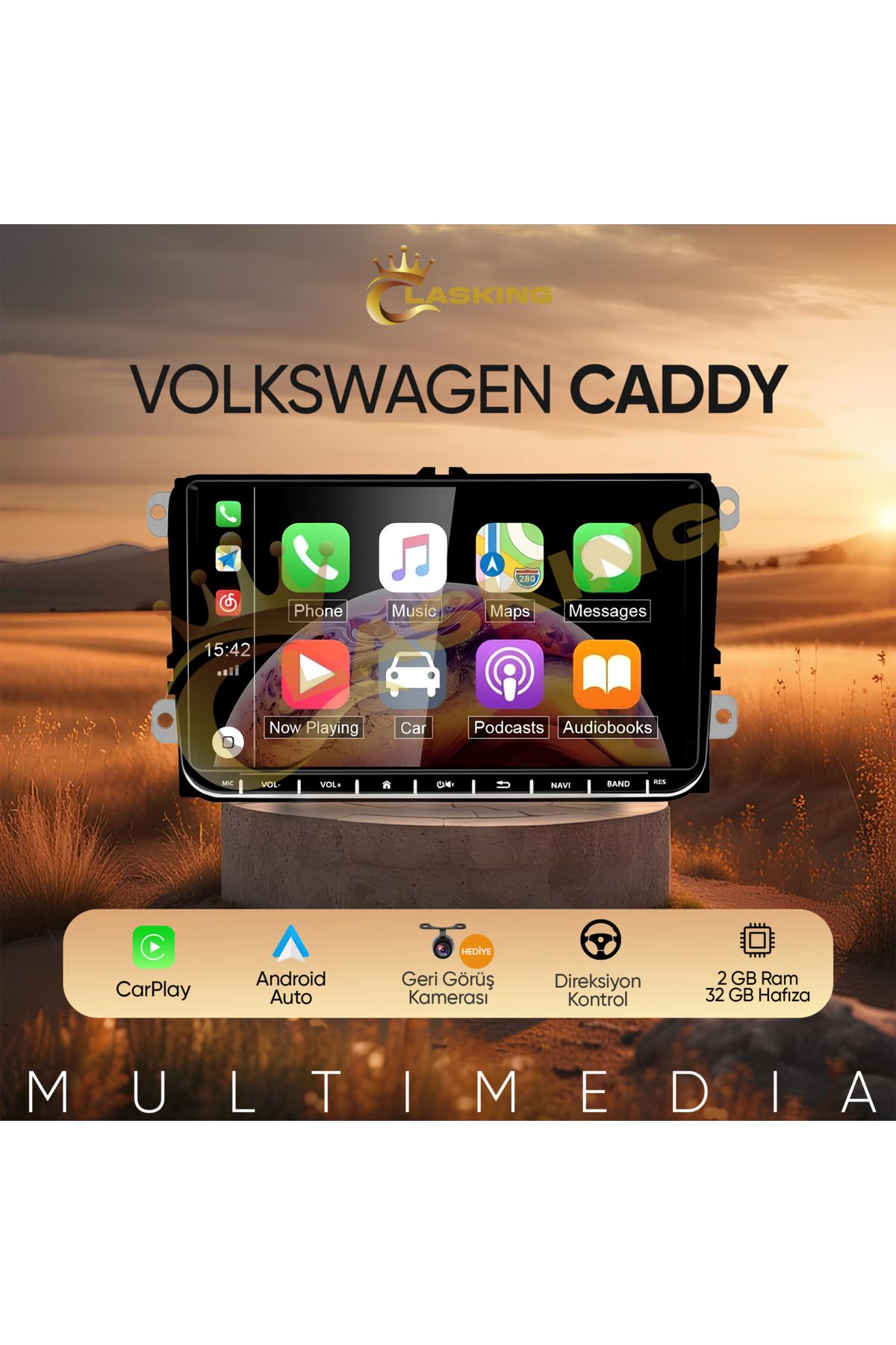 VOLKSWAGEN 9 INCH CADDY 2GB RAM 32GB HAFIZA MULTIMEDIA CARPLAY TEYP ARABA