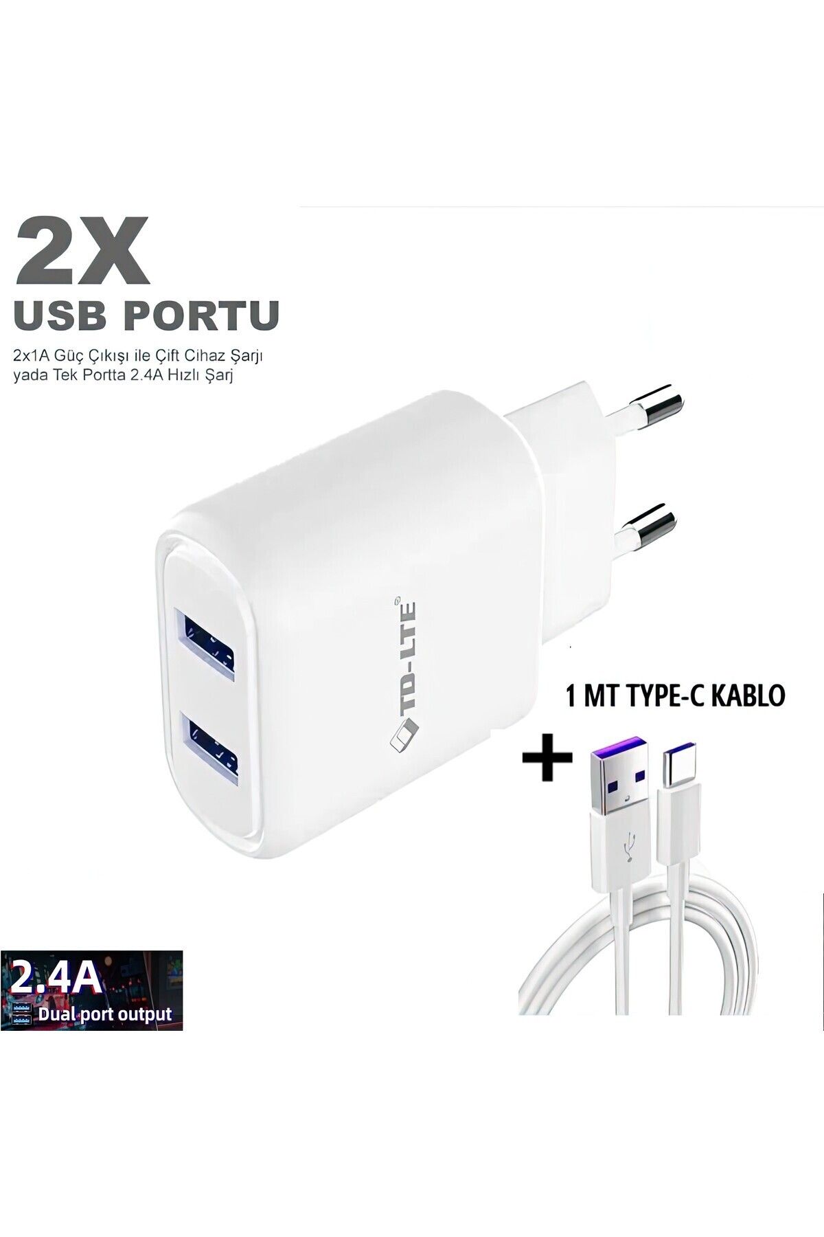 TMAX 5v 2.4a Çift Usb ÇıkışlıŞarj Cihazı 1mt...