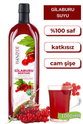 Gilaburu Suyu Nektarı 1 Litre Şeker İlavesiz Cam Şişe Image 0