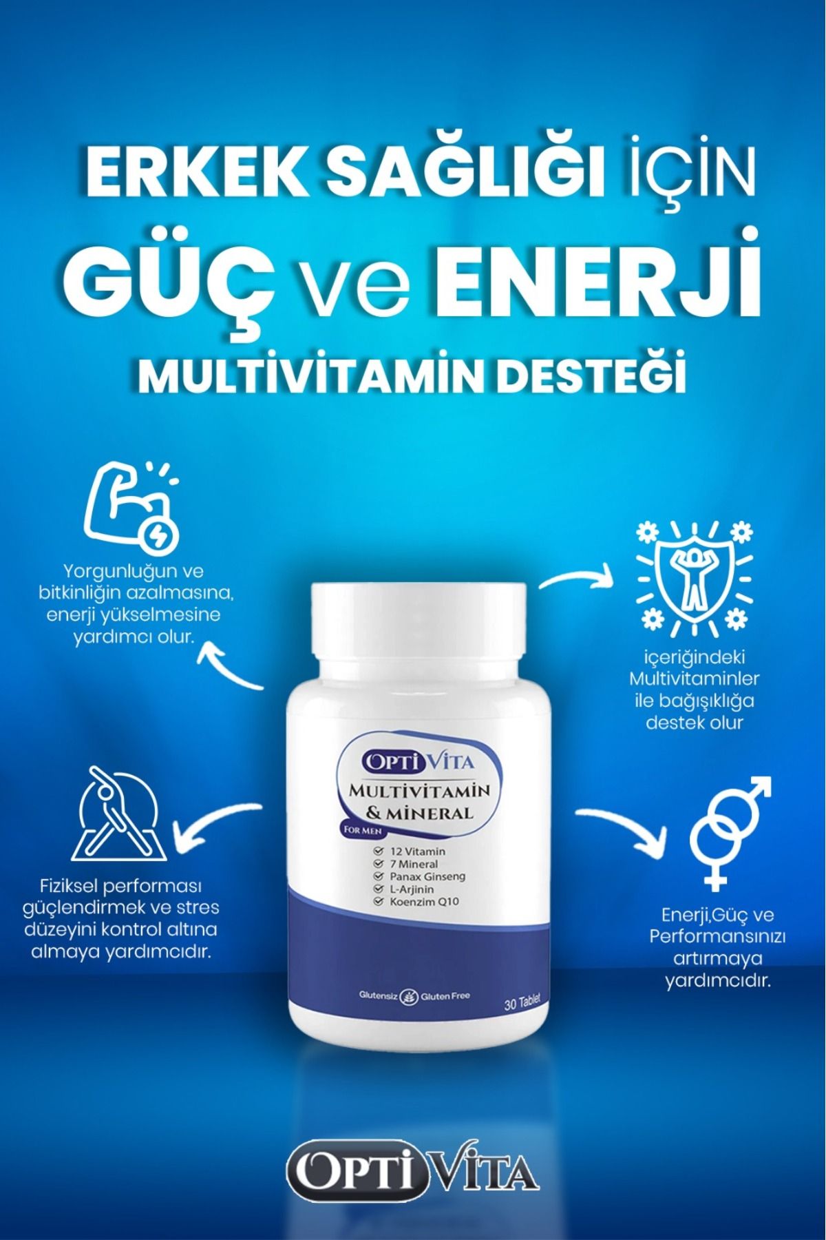 Multivitamin & Mineral for Men 30 Tablet Erkekler İçin