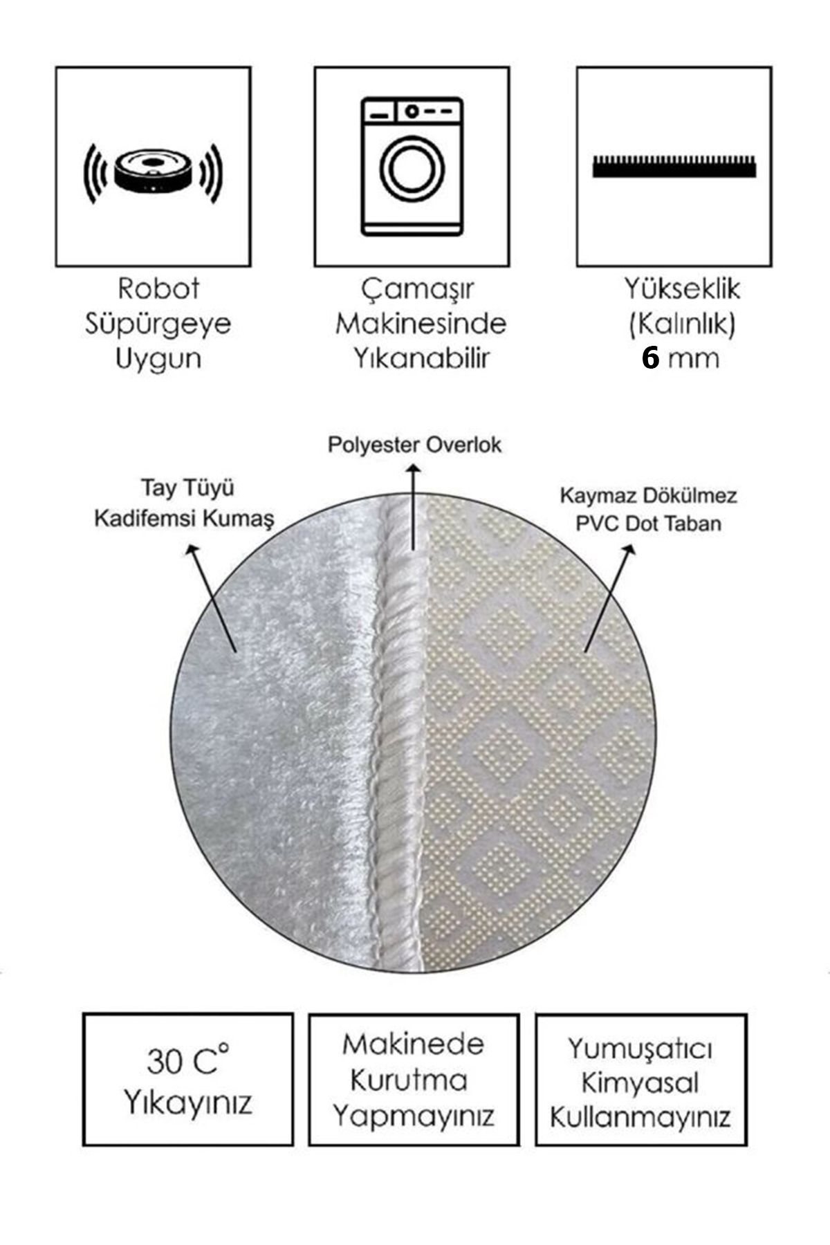 Kaymaz Tabanlı Yıkanabilir Antibakteriyel Dijital Baskı Mutfak Halısı Yolluk Kilim