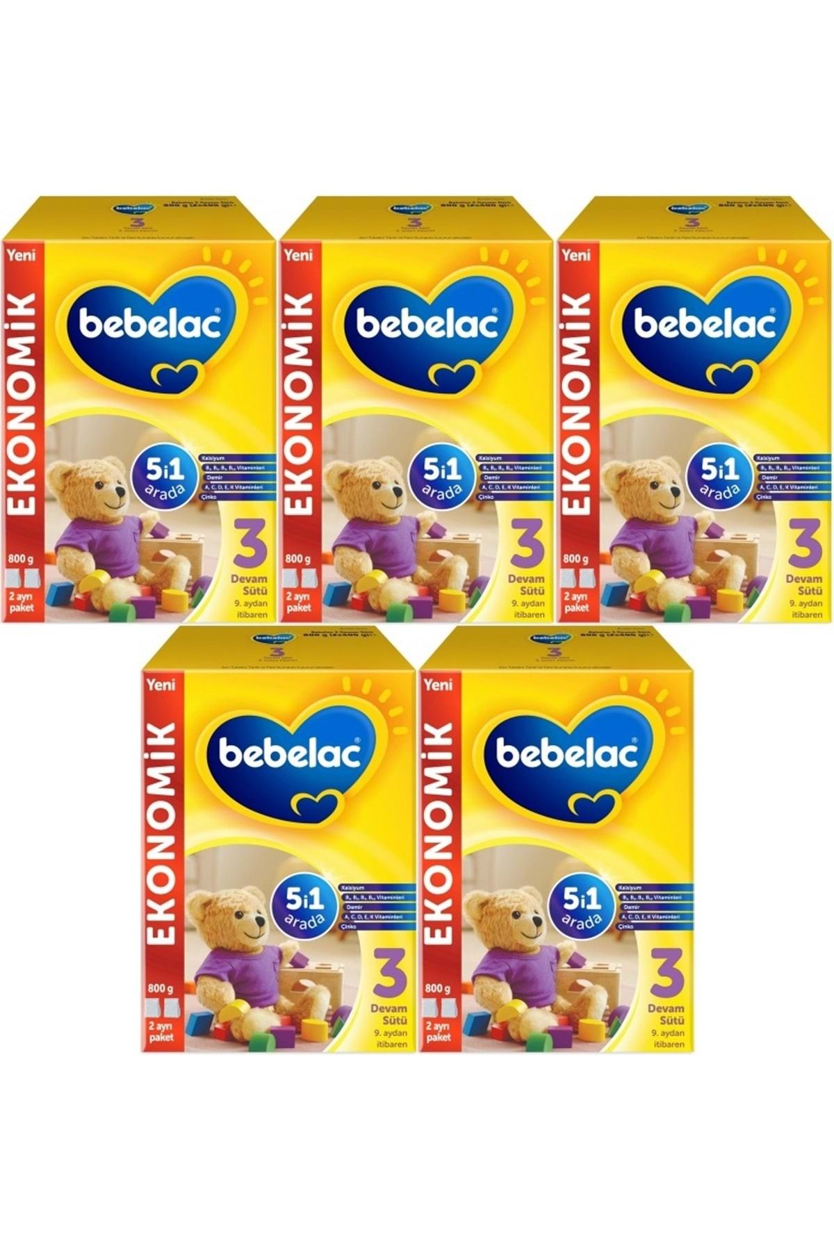 Bebelac 800GR No:3 Devam Sütü(9-12 Ay) (5 Li...