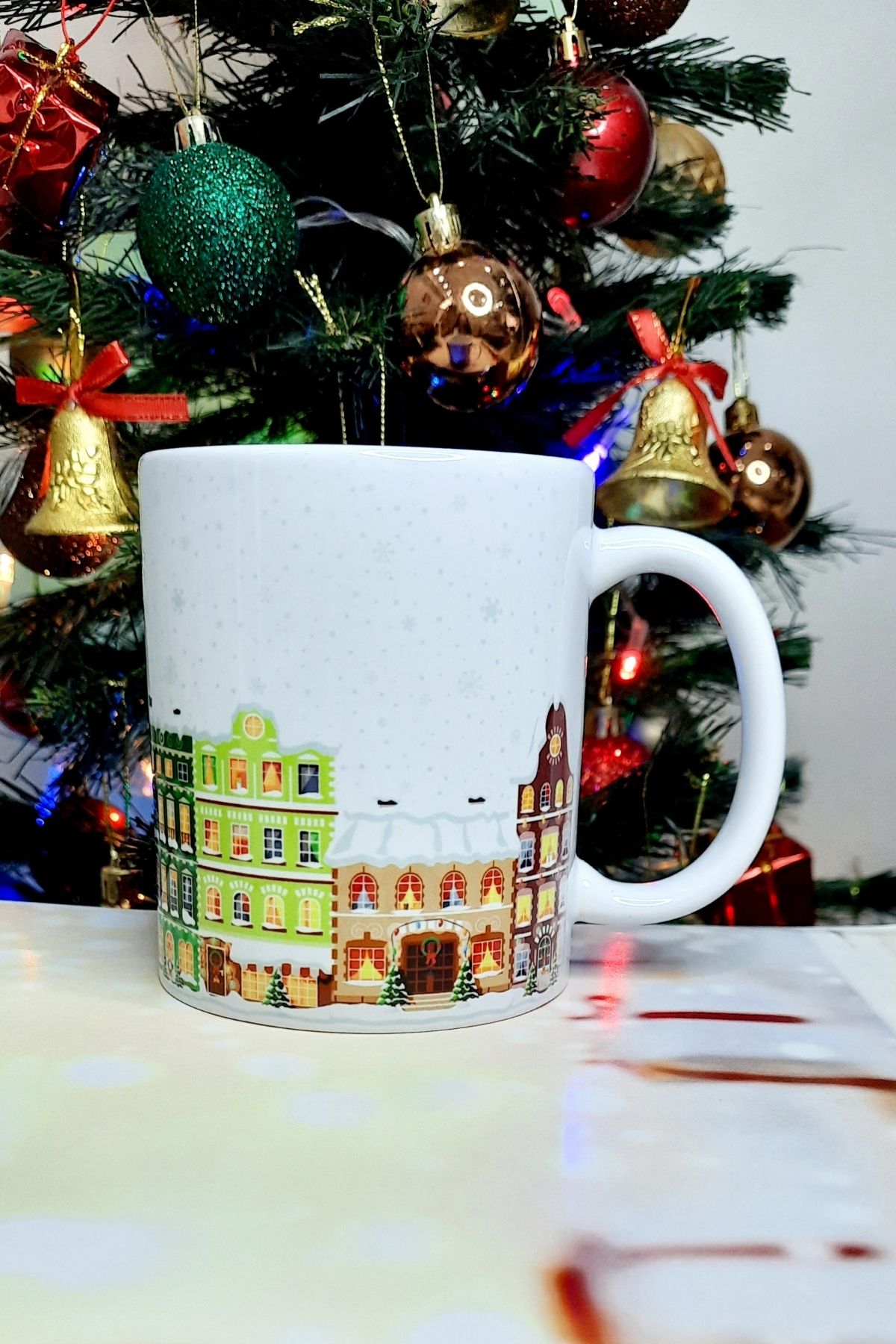 Yılbaşı Karlı Şehir Evleri Hediye Kupa Bardak Christmas Noel Gift Mug