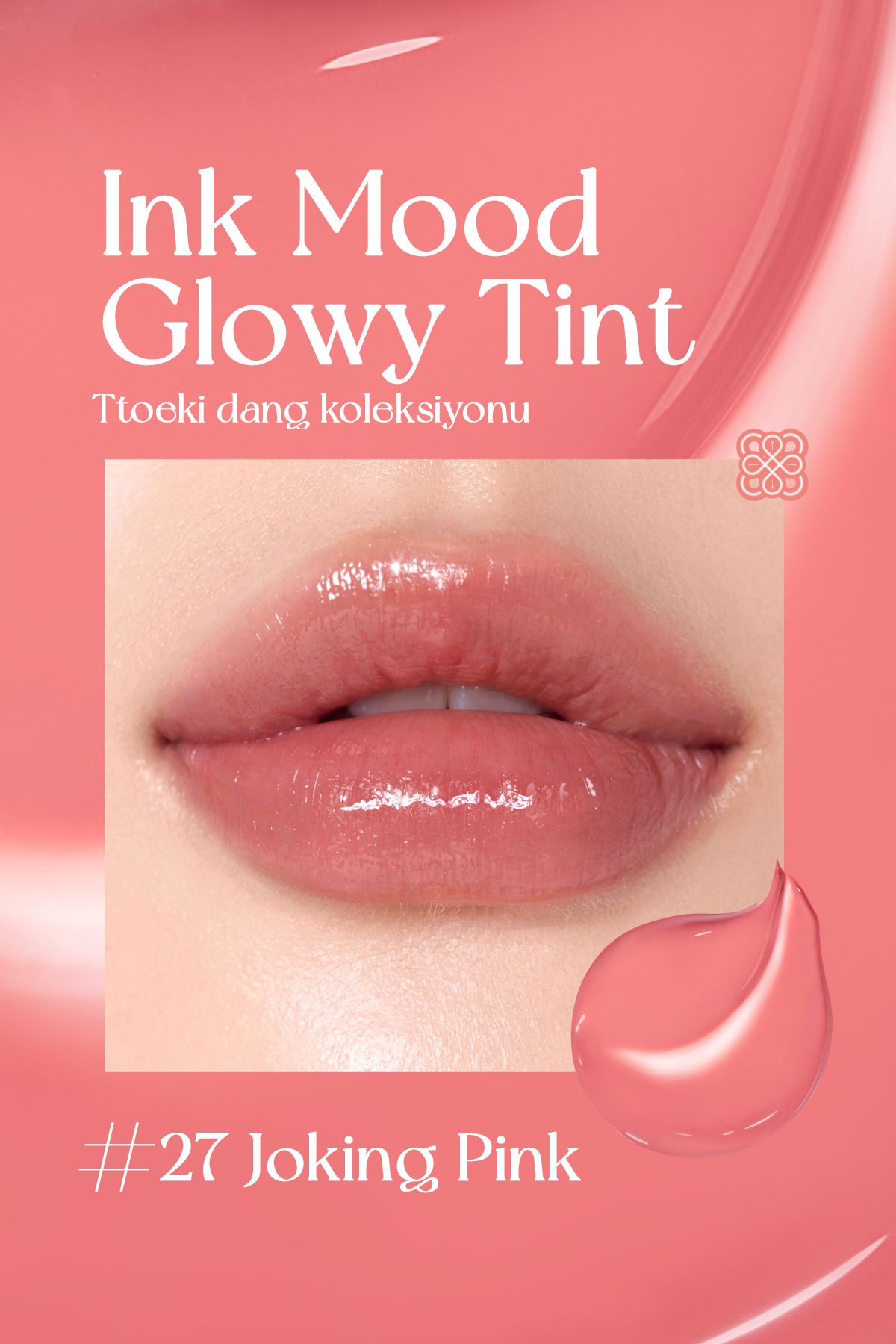 Kalıcı, Pigmentli, Parlak Bitişli Tint PERIPERA Ink Mood Glowy Tint 27 Joking Pink (Tteok Recipe)