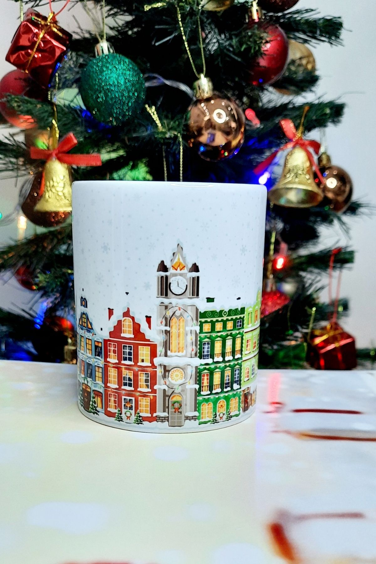 Yılbaşı Karlı Şehir Evleri Hediye Kupa Bardak Christmas Noel Gift Mug