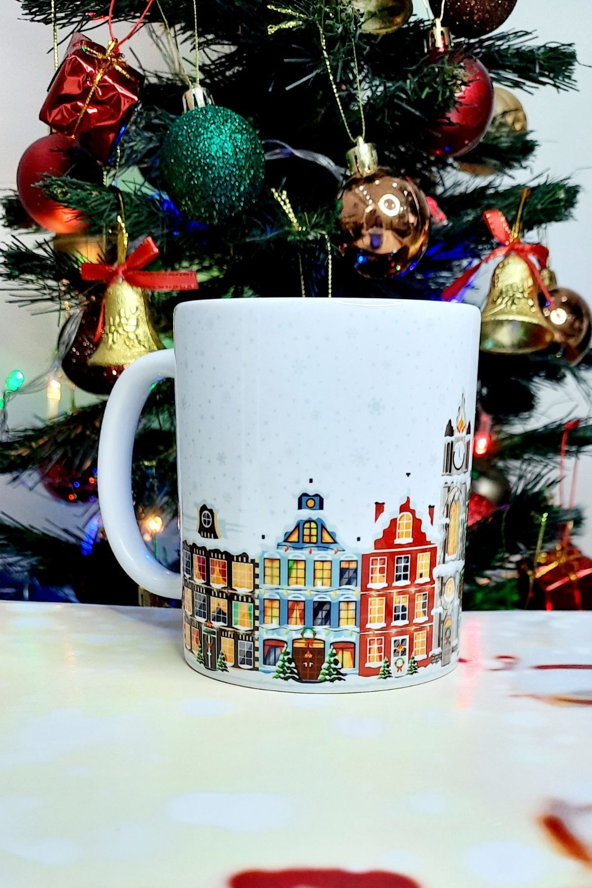 Yılbaşı Karlı Şehir Evleri Hediye Kupa Bardak Christmas Noel Gift Mug