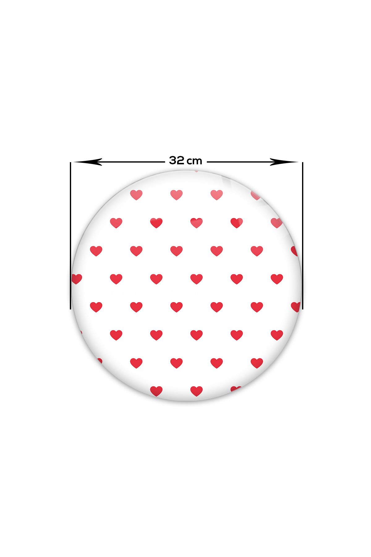 Cam Kesme Tahtası - Cam Kesme Tablası | Kalp Desenli | Çap32cm