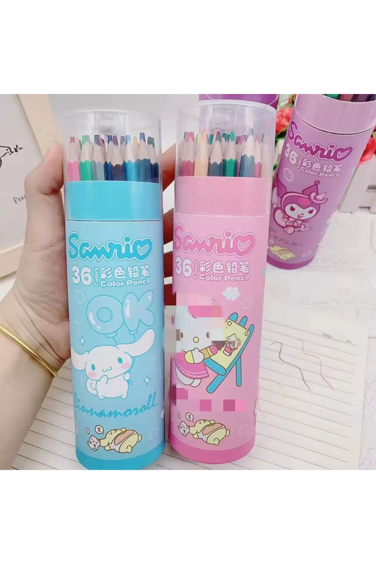 Sanrio Cinnamoroll Kuromi My Melodi Pompompurin Pochacco Boya Kalemi Seti - 36 Adet