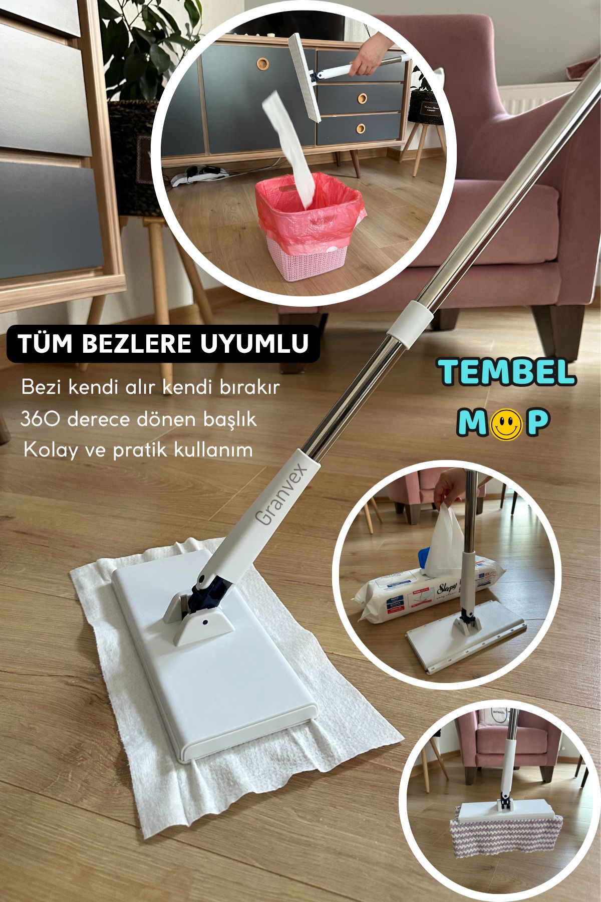 Granvex bez tutan mop tümtemizlik bezleri sle...