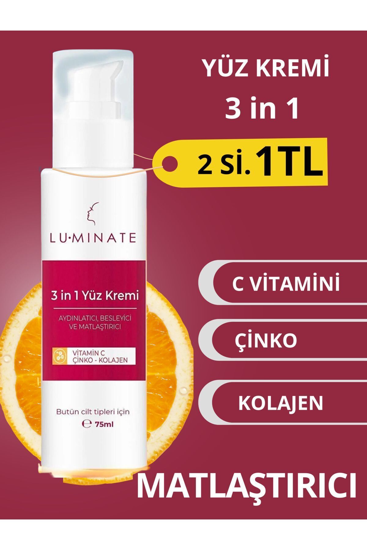 LuminateYüz Kremi C VitaminÇinko Kolajen Su B...